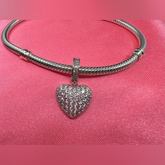 Sterling Silver 925 Charm for Bracelet Pink Heart 💓 - Picture 4 of 4